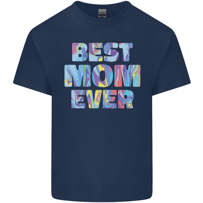 Best Mom Ever Tie Died Effect Mother's Day Mens Cotton T-Shirt Tee Top Navy Blue
