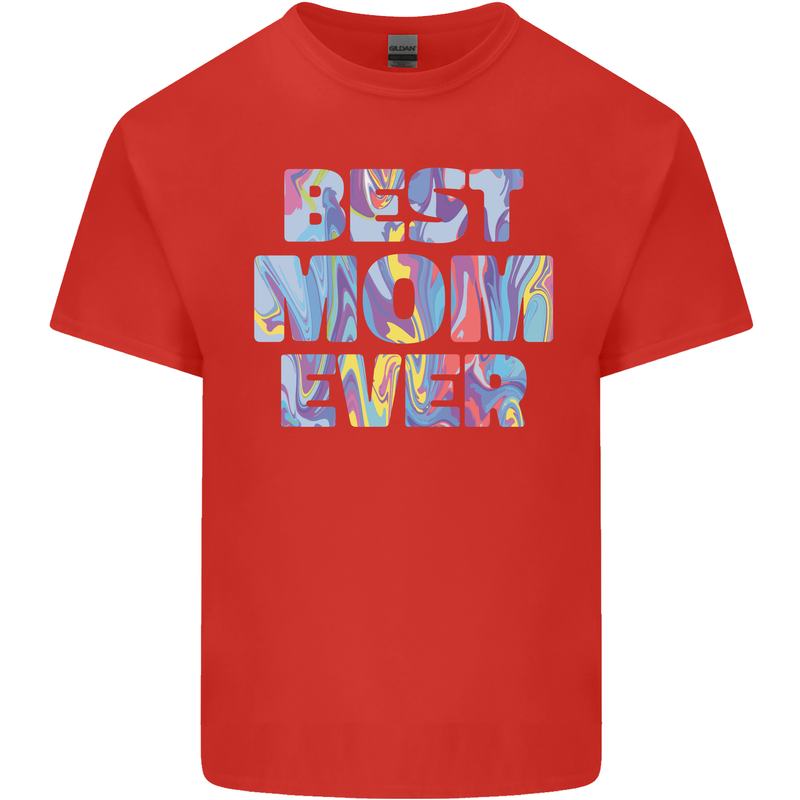 Best Mom Ever Tie Died Effect Mother's Day Mens Cotton T-Shirt Tee Top Red