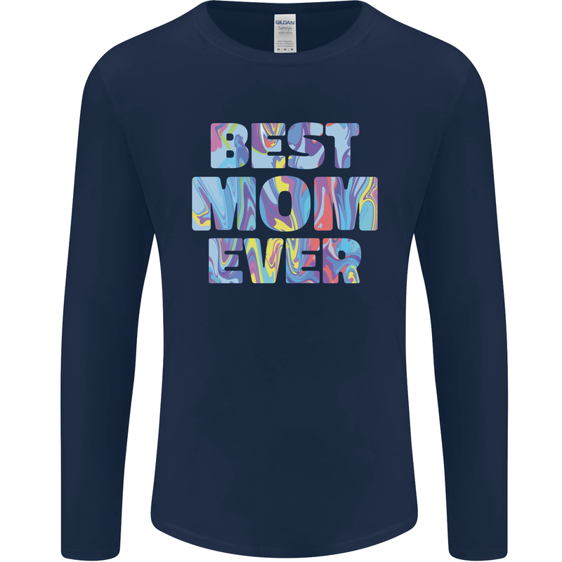 Best Mom Ever Tie Died Effect Mother's Day Mens Long Sleeve T-Shirt Navy Blue