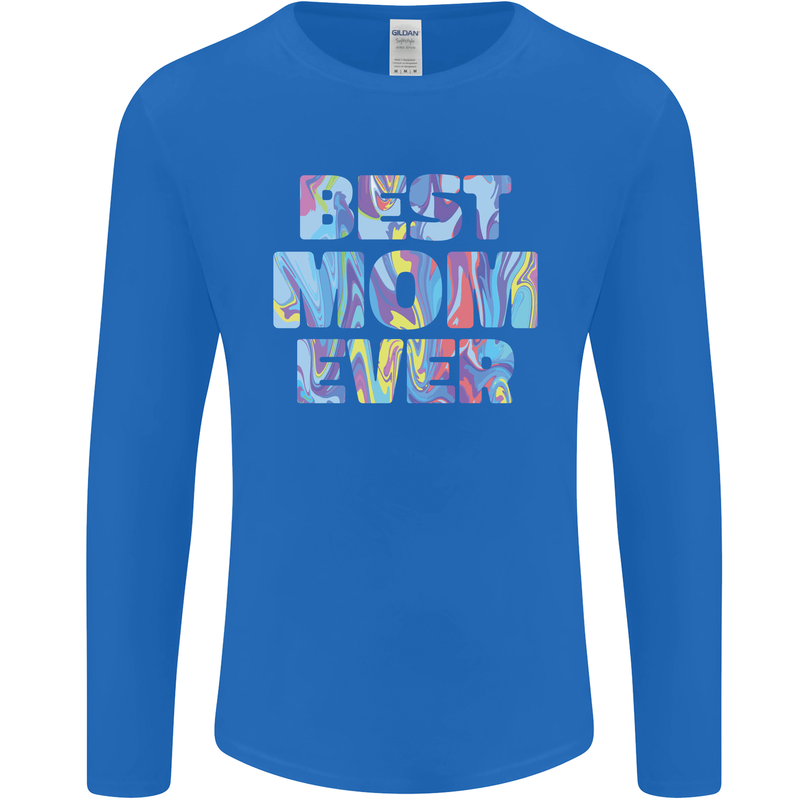 Best Mom Ever Tie Died Effect Mother's Day Mens Long Sleeve T-Shirt Royal Blue