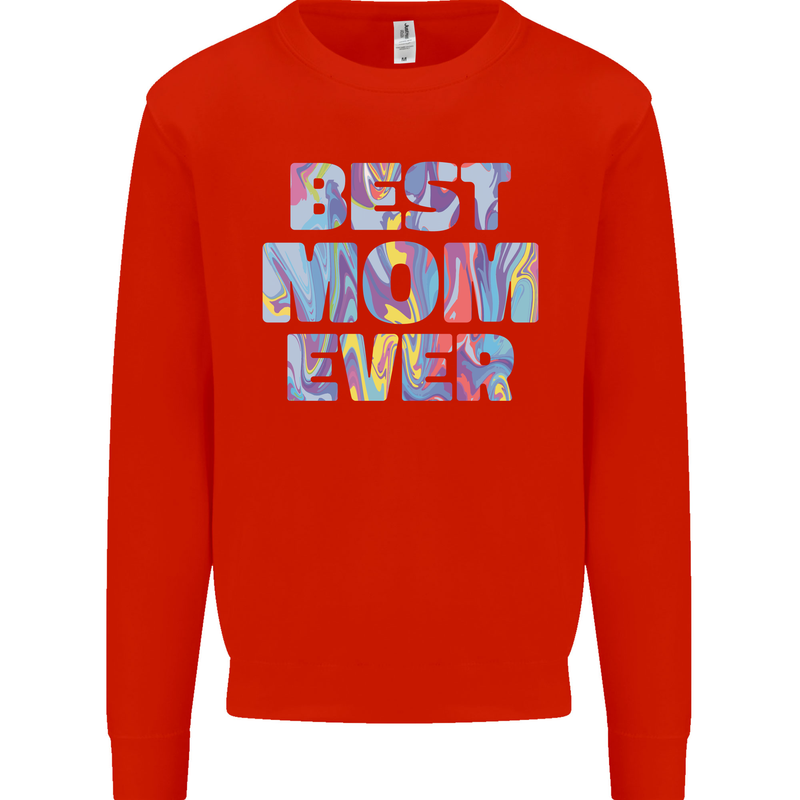 Best Mom Ever Tie Died Effect Mother's Day Mens Sweatshirt Jumper Bright Red