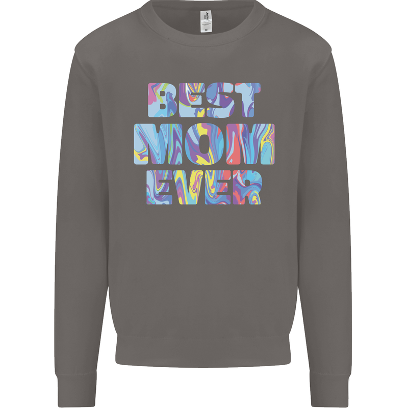 Best Mom Ever Tie Died Effect Mother's Day Mens Sweatshirt Jumper Charcoal