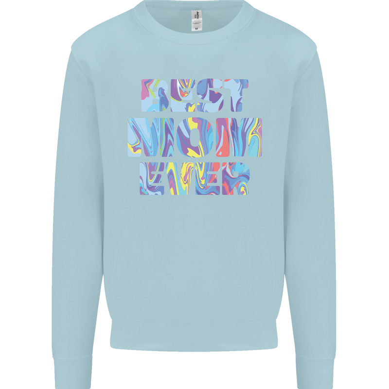Best Mom Ever Tie Died Effect Mother's Day Mens Sweatshirt Jumper Light Blue