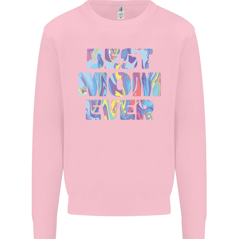 Best Mom Ever Tie Died Effect Mother's Day Mens Sweatshirt Jumper Light Pink