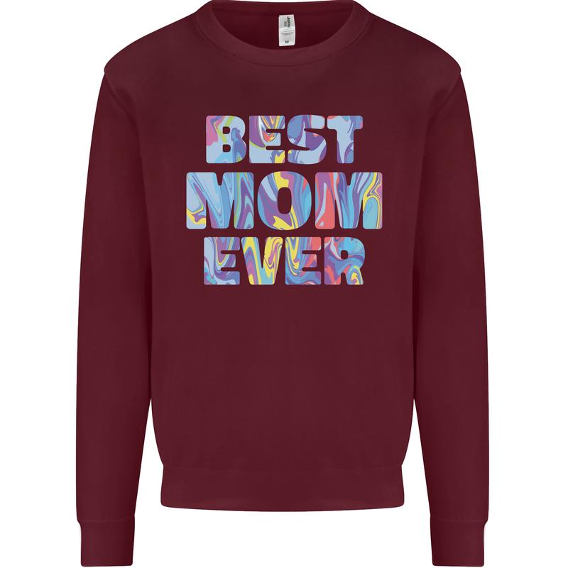 Best Mom Ever Tie Died Effect Mother's Day Mens Sweatshirt Jumper Maroon
