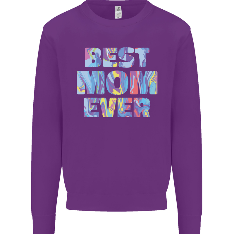 Best Mom Ever Tie Died Effect Mother's Day Mens Sweatshirt Jumper Purple