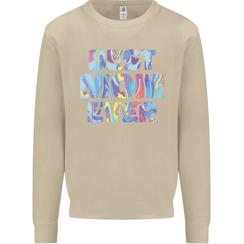 Best Mom Ever Tie Died Effect Mother's Day Mens Sweatshirt Jumper Sand