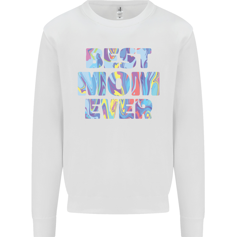 Best Mom Ever Tie Died Effect Mother's Day Mens Sweatshirt Jumper White