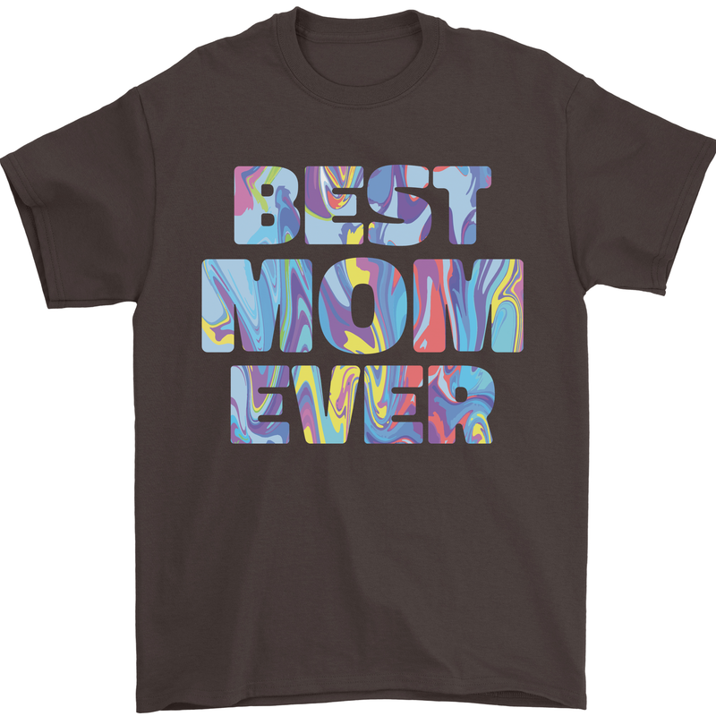 Best Mom Ever Tie Died Effect Mother's Day Mens T-Shirt Cotton Gildan Dark Chocolate