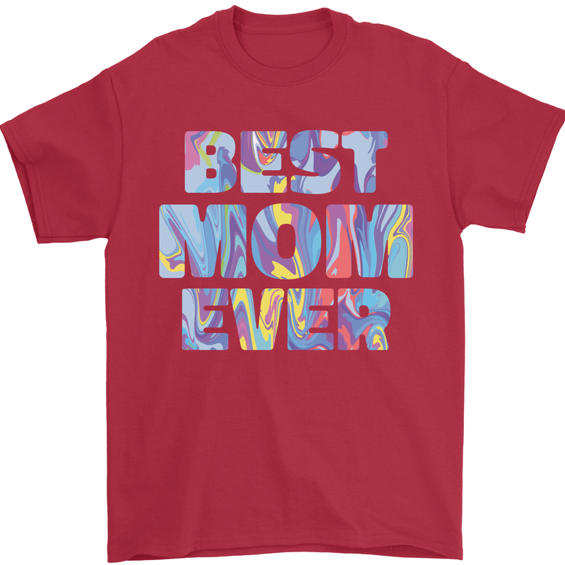 Best Mom Ever Tie Died Effect Mother's Day Mens T-Shirt Cotton Gildan Red