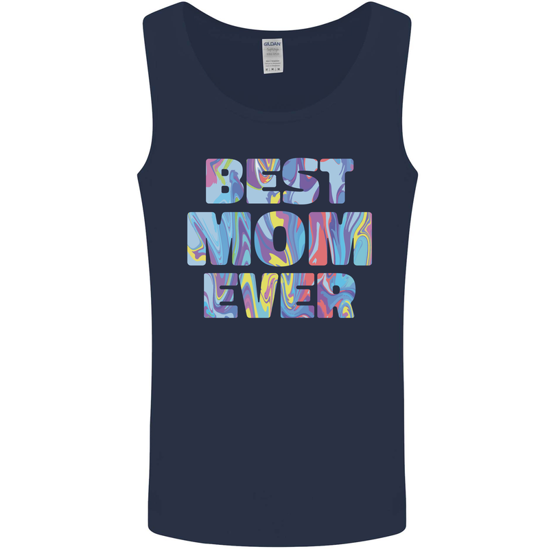 Best Mom Ever Tie Died Effect Mother's Day Mens Vest Tank Top Navy Blue