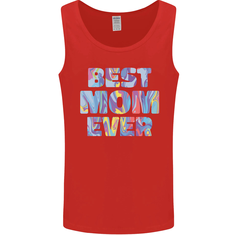 Best Mom Ever Tie Died Effect Mother's Day Mens Vest Tank Top Red