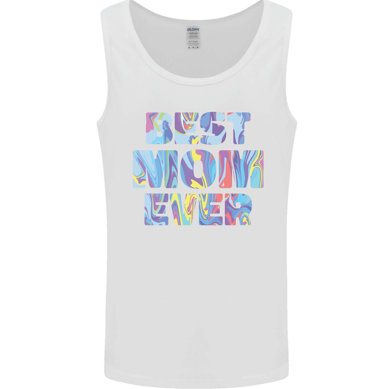 Best Mom Ever Tie Died Effect Mother's Day Mens Vest Tank Top White