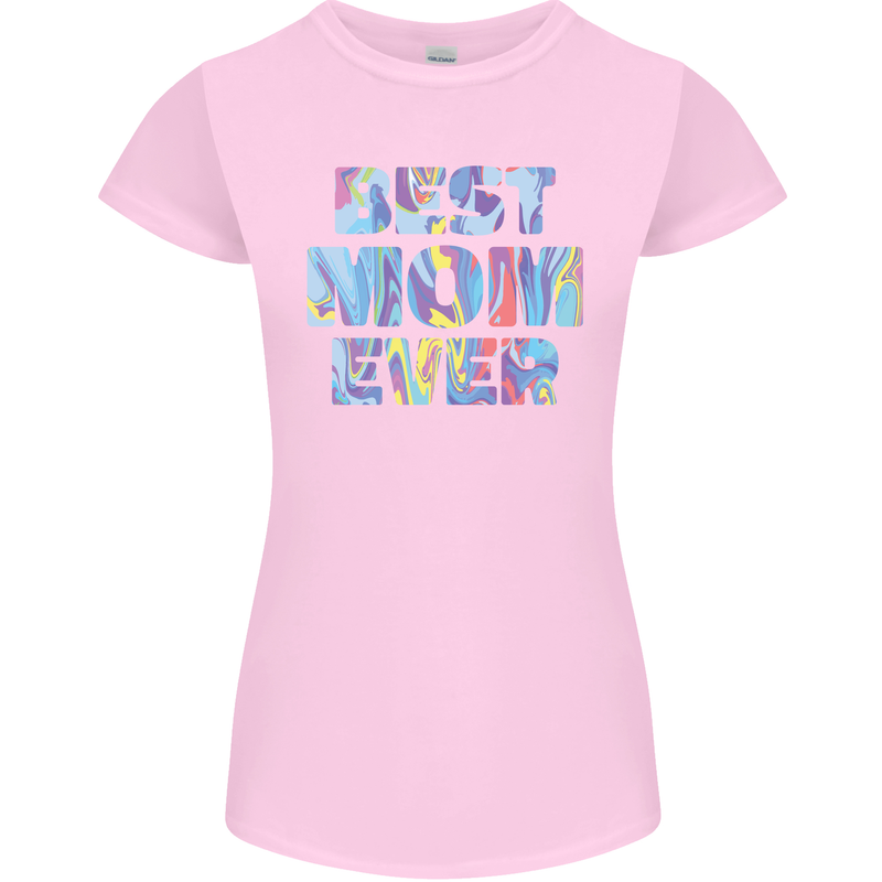 Best Mom Ever Tie Died Effect Mother's Day Womens Petite Cut T-Shirt Light Pink