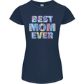Best Mom Ever Tie Died Effect Mother's Day Womens Petite Cut T-Shirt Navy Blue