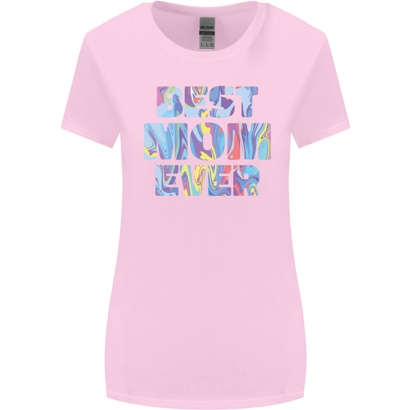 Best Mom Ever Tie Died Effect Mother's Day Womens Wider Cut T-Shirt Light Pink