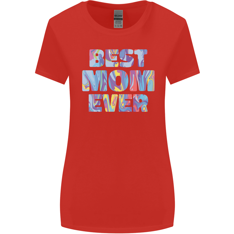 Best Mom Ever Tie Died Effect Mother's Day Womens Wider Cut T-Shirt Red