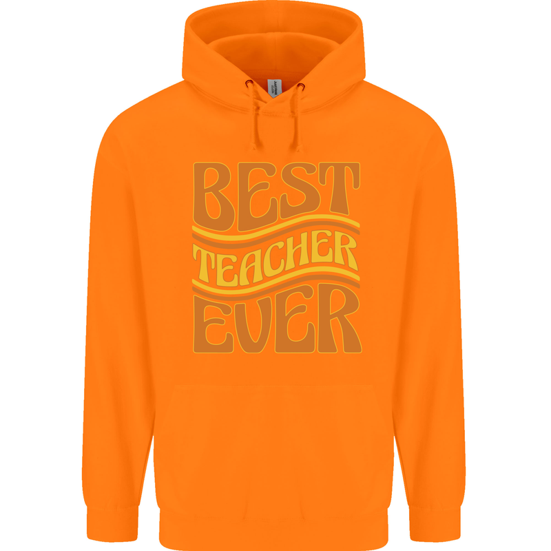 Best Teacher Ever Teaching Maths English Childrens Kids Hoodie Orange