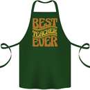 Best Teacher Ever Teaching Maths English Cotton Apron 100% Organic Forest Green