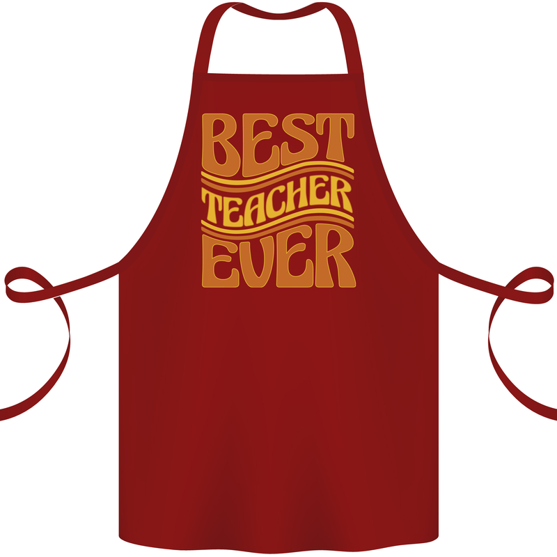 Best Teacher Ever Teaching Maths English Cotton Apron 100% Organic Maroon