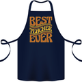 Best Teacher Ever Teaching Maths English Cotton Apron 100% Organic Navy Blue