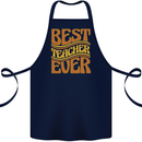 Best Teacher Ever Teaching Maths English Cotton Apron 100% Organic Navy Blue