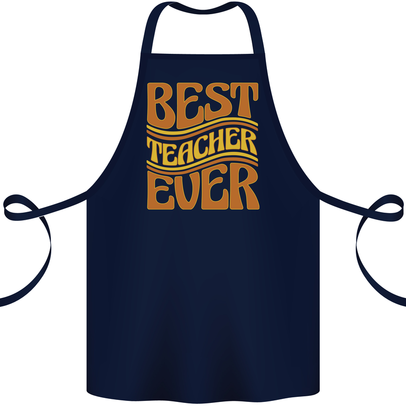 Best Teacher Ever Teaching Maths English Cotton Apron 100% Organic Navy Blue