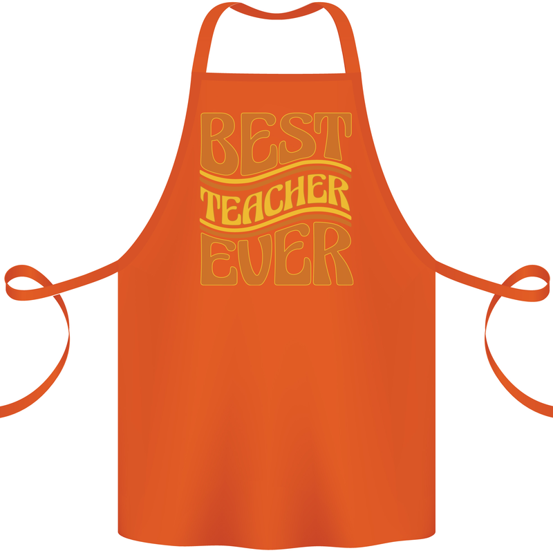 Best Teacher Ever Teaching Maths English Cotton Apron 100% Organic Orange