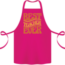 Best Teacher Ever Teaching Maths English Cotton Apron 100% Organic Pink