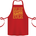 Best Teacher Ever Teaching Maths English Cotton Apron 100% Organic Red