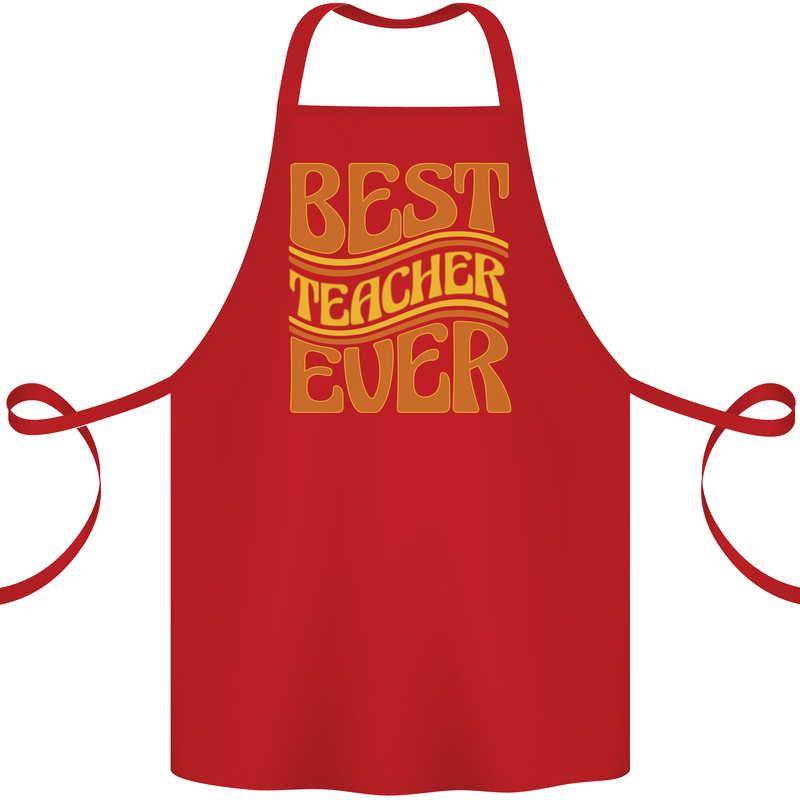 Best Teacher Ever Teaching Maths English Cotton Apron 100% Organic Red
