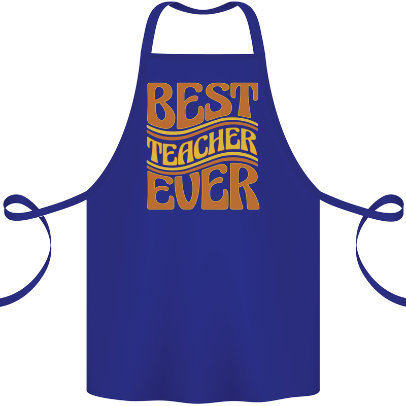 Best Teacher Ever Teaching Maths English Cotton Apron 100% Organic Royal Blue