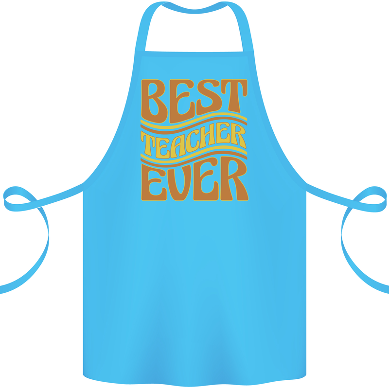 Best Teacher Ever Teaching Maths English Cotton Apron 100% Organic Turquoise
