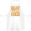 Best Teacher Ever Teaching Maths English Cotton Apron 100% Organic White
