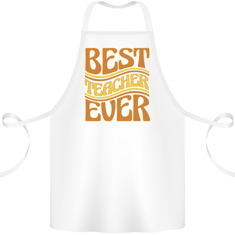Best Teacher Ever Teaching Maths English Cotton Apron 100% Organic White