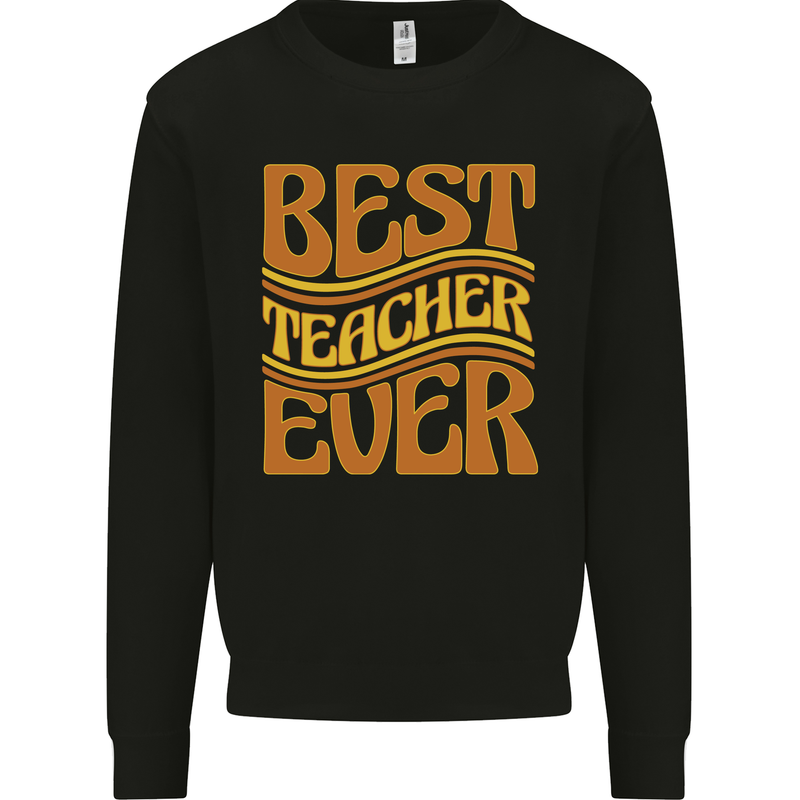 Best Teacher Ever Teaching Maths English Kids Sweatshirt Jumper Black