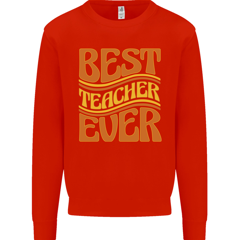 Best Teacher Ever Teaching Maths English Kids Sweatshirt Jumper Bright Red