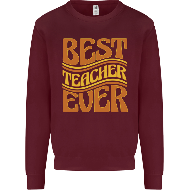 Best Teacher Ever Teaching Maths English Kids Sweatshirt Jumper Maroon