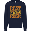 Best Teacher Ever Teaching Maths English Kids Sweatshirt Jumper Navy Blue