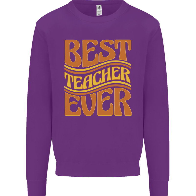 Best Teacher Ever Teaching Maths English Kids Sweatshirt Jumper Purple