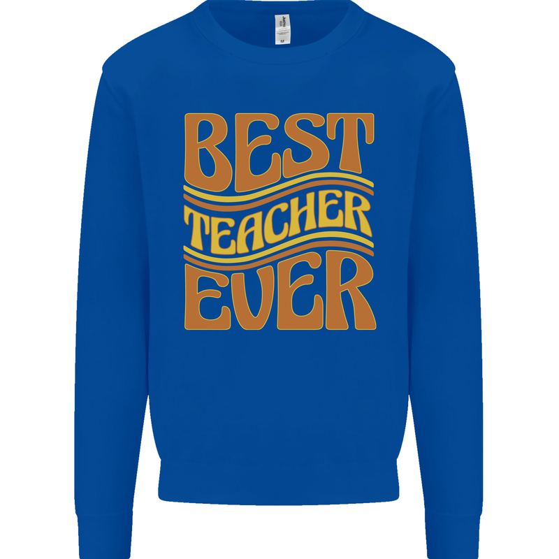 Best Teacher Ever Teaching Maths English Kids Sweatshirt Jumper Royal Blue