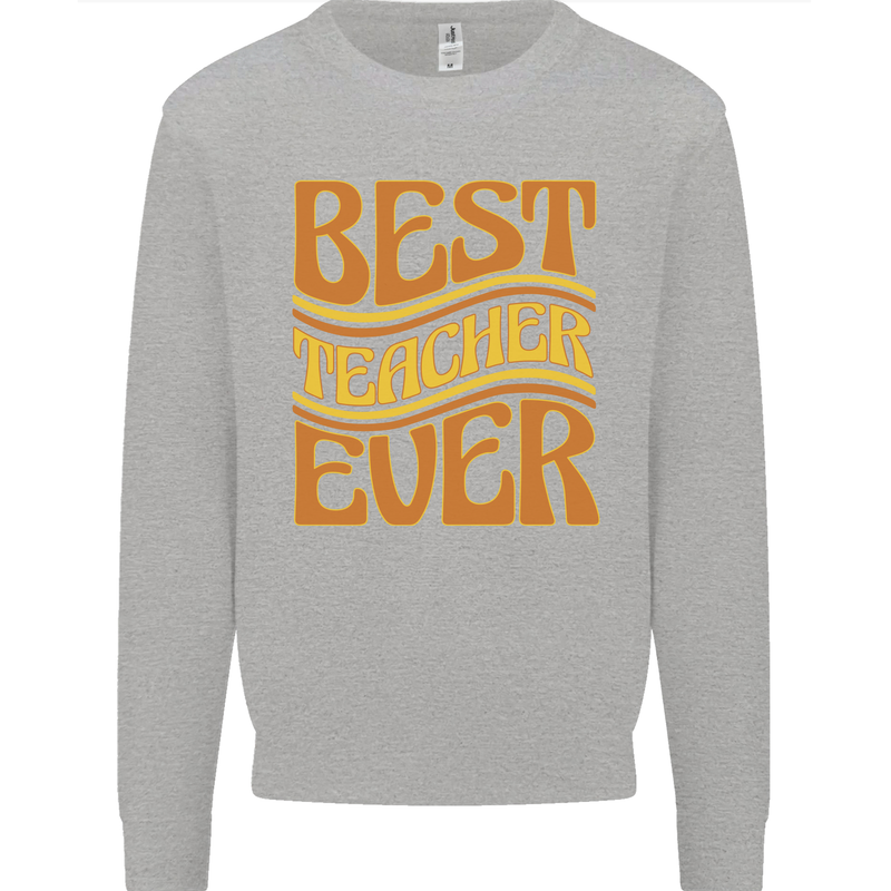 Best Teacher Ever Teaching Maths English Kids Sweatshirt Jumper Sports Grey