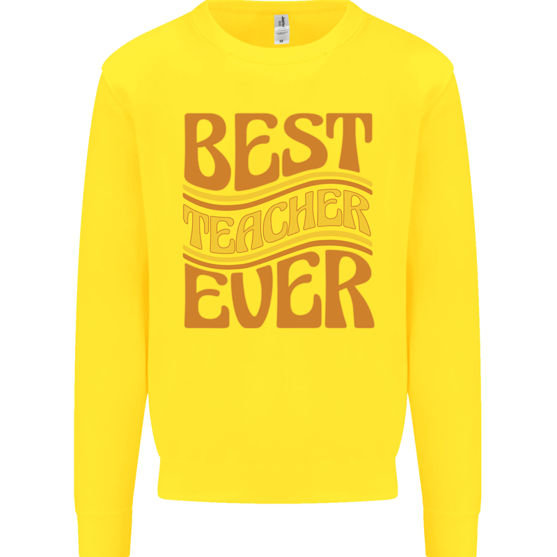 Best Teacher Ever Teaching Maths English Kids Sweatshirt Jumper Yellow