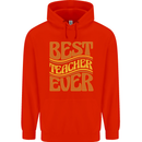 Best Teacher Ever Teaching Maths English Mens 80% Cotton Hoodie Bright Red