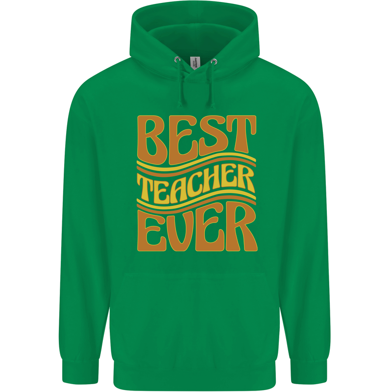 Best Teacher Ever Teaching Maths English Mens 80% Cotton Hoodie Irish Green