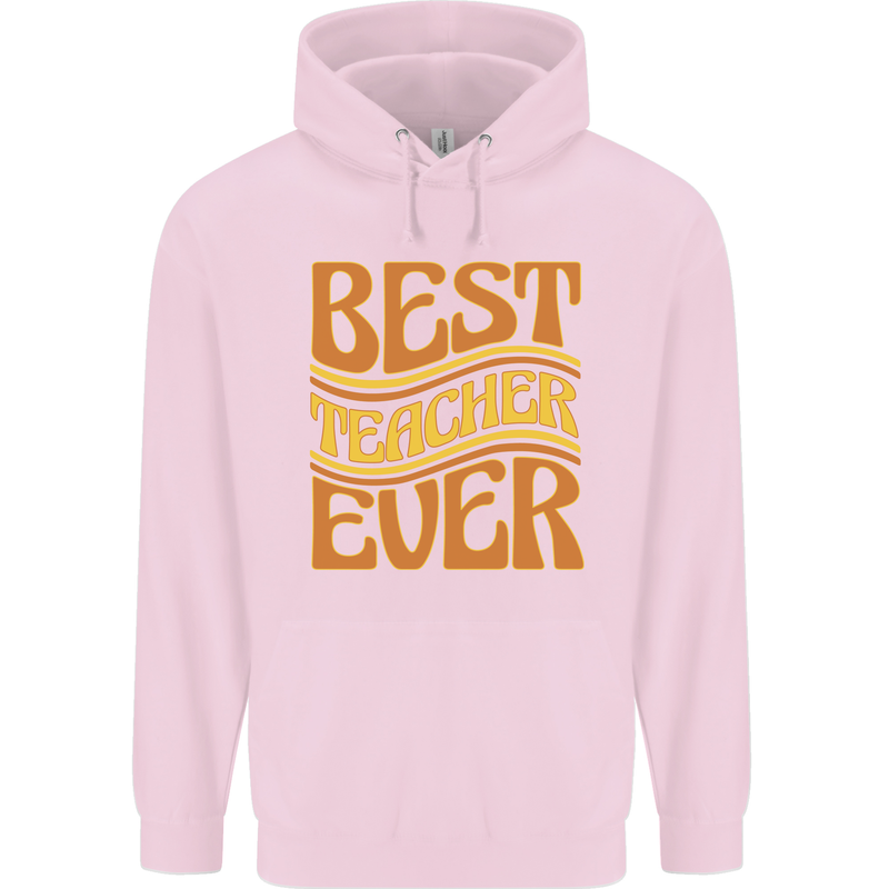 Best Teacher Ever Teaching Maths English Mens 80% Cotton Hoodie Light Pink