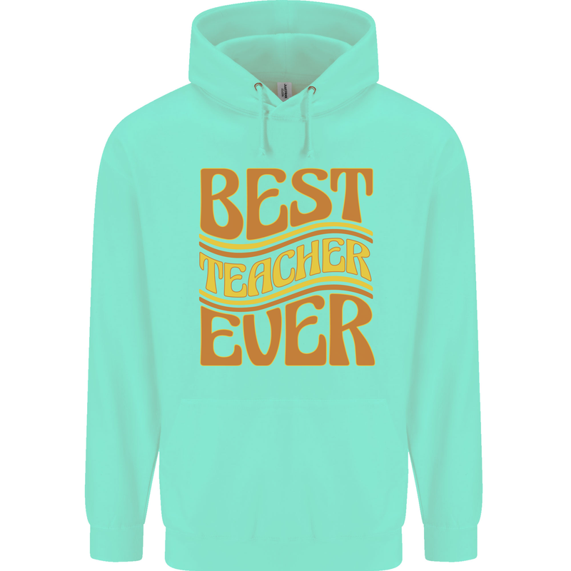 Best Teacher Ever Teaching Maths English Mens 80% Cotton Hoodie Peppermint