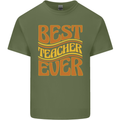 Best Teacher Ever Teaching Maths English Mens Cotton T-Shirt Tee Top Military Green