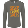 Best Teacher Ever Teaching Maths English Mens Long Sleeve T-Shirt Charcoal