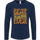 Best Teacher Ever Teaching Maths English Mens Long Sleeve T-Shirt Navy Blue